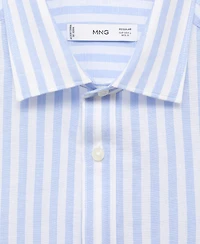 Mango Men's Regular-Fit Striped Cotton-Linen Shirt