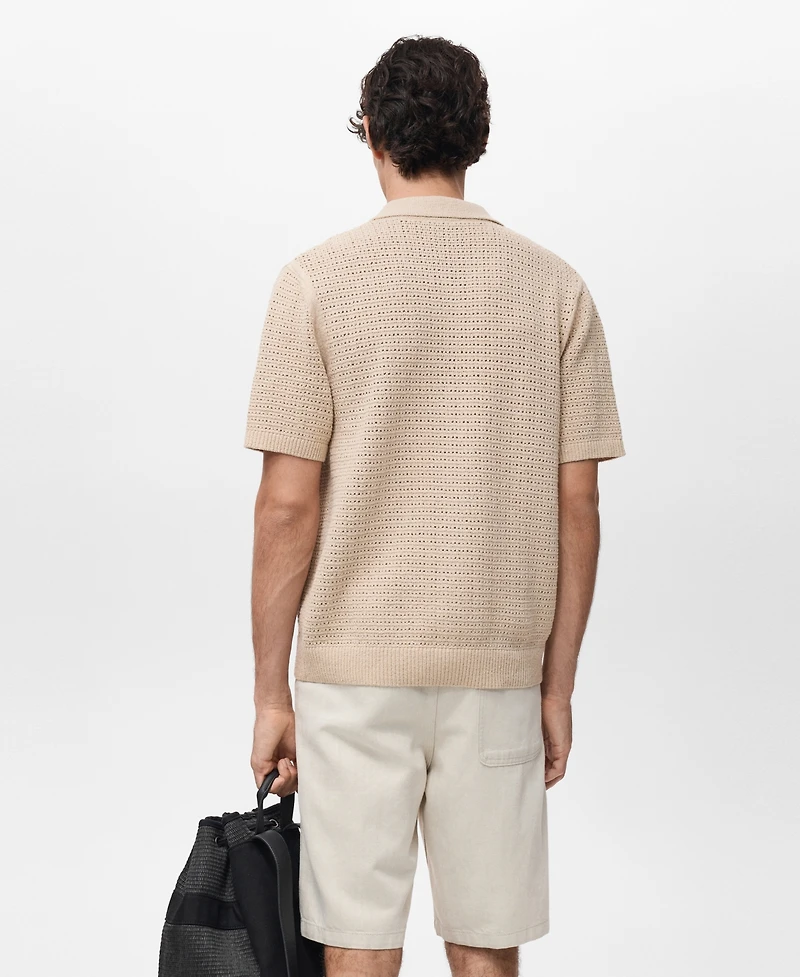 Mango Men's Openwork Knitted Shirt