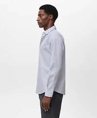 Mango Men's Regular-Fit Striped Cotton Shirt