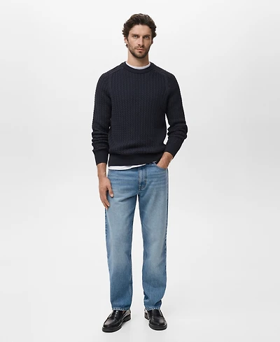 Mango Men's Cotton Braided Sweater