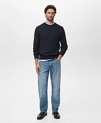 Mango Men's Cotton Braided Sweater
