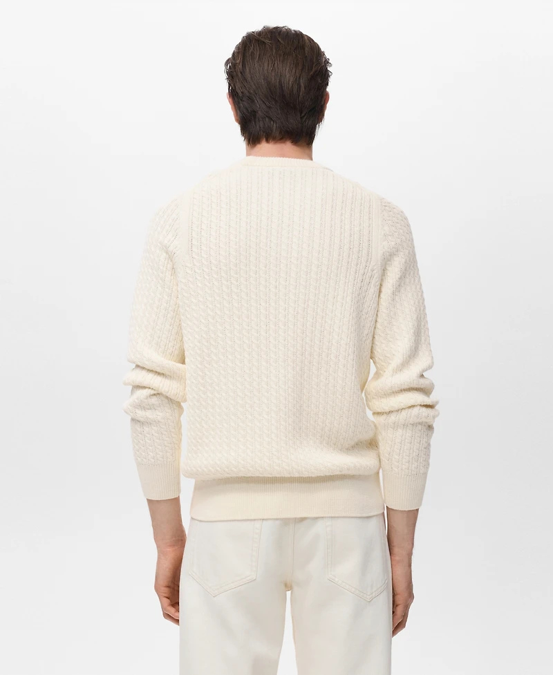 Mango Men's Cotton Braided Sweater