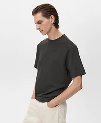 Mango Men's Textured Cotton T-Shirt