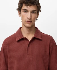 Mango Men's Textured Knitted Polo Shirt