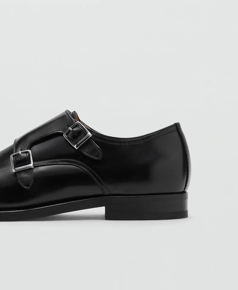 Mango Men's Double Buckle Leather Shoes