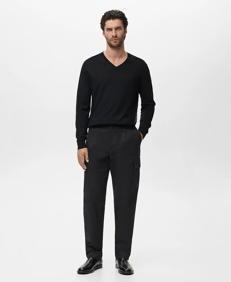 Mango Men's Merino Wool V-Neck Sweater