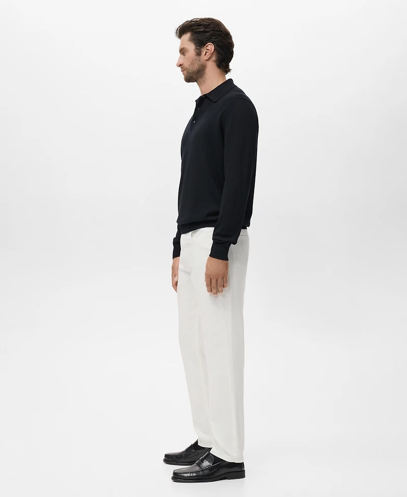 Mango Men's Wool Knitted Polo Sweater