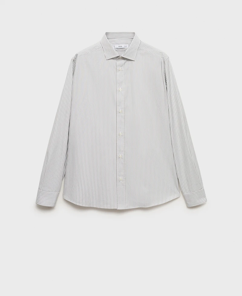 Mango Men's Regular Fit Striped Cotton Shirt