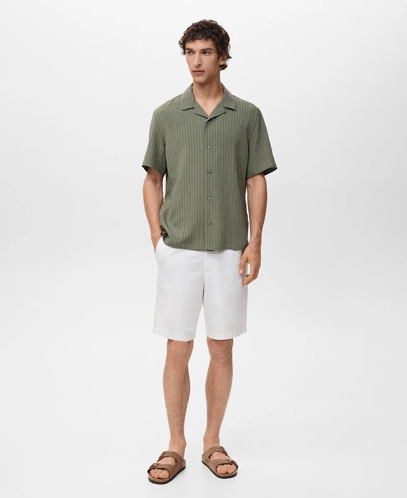 Mango Men's Short Sleeve Striped Shirt