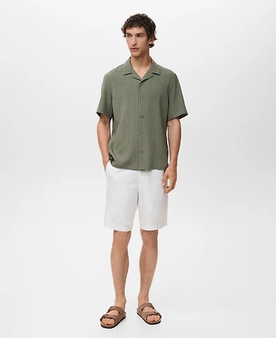 Mango Men's Short Sleeve Striped Shirt