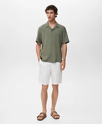 Mango Men's Short Sleeve Striped Shirt