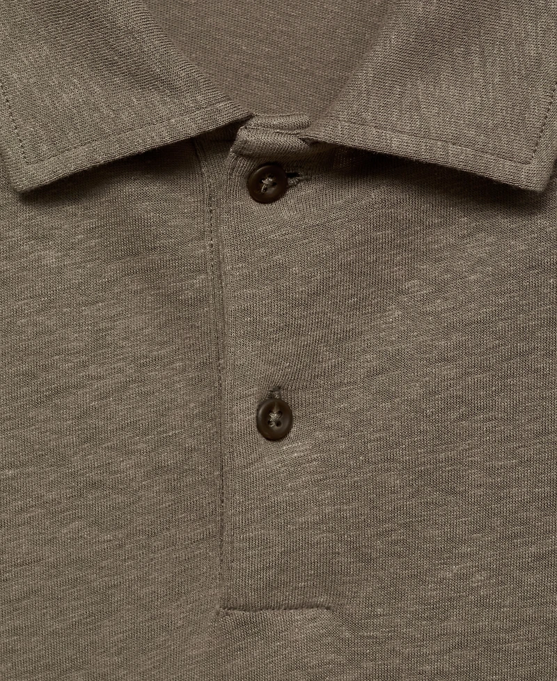 Mango Men's Linen Blend Slim Fit Polo Shirt