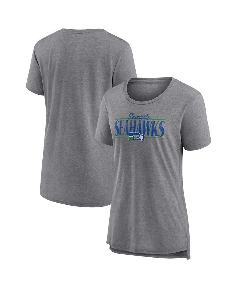 Fanatics Women's Heather Gray Seattle Seahawks Up the Middle Tri-Blend T-Shirt