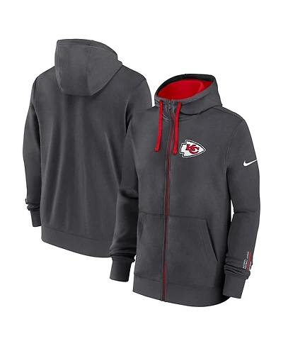 Nike Men's Anthracite Kansas City Chiefs Primetime Club Full-Zip Hoodie