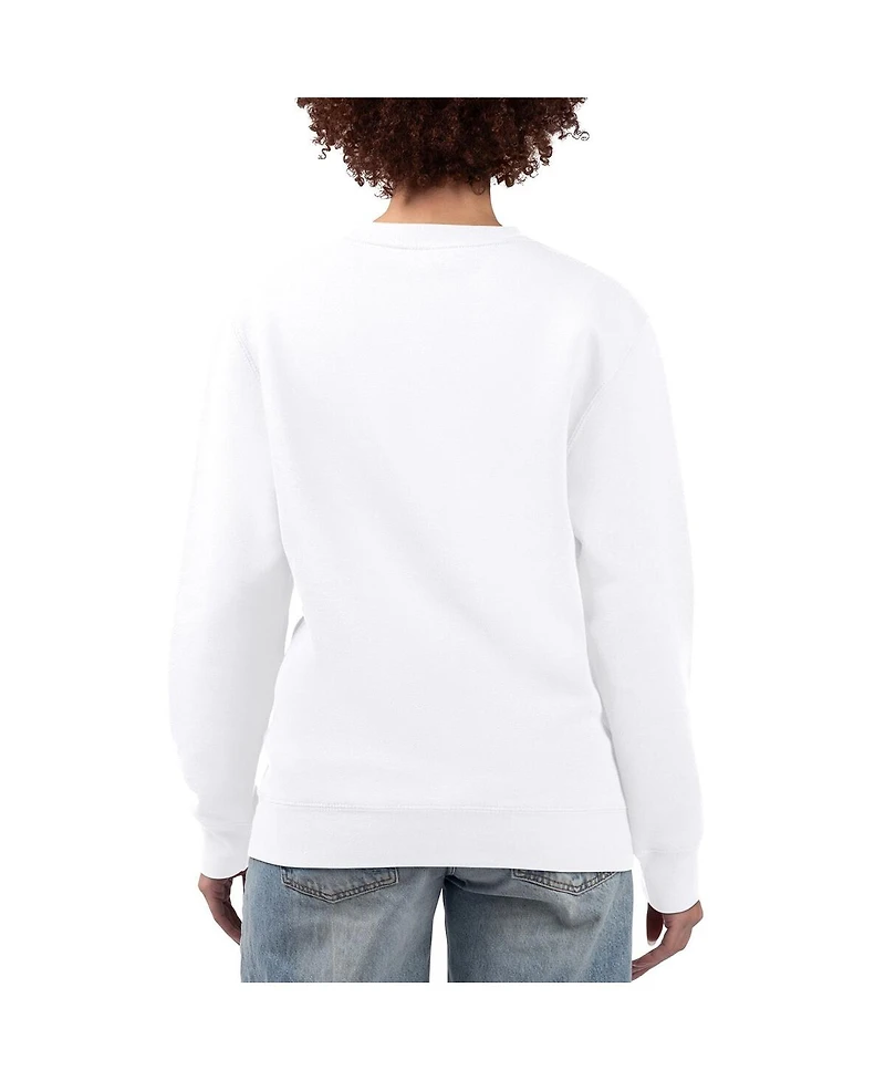 G-iii 4Her by Carl Banks Women's White Washington Commanders Football Logo Graphic Fleece Tri-Blend Pullover Sweatshirt