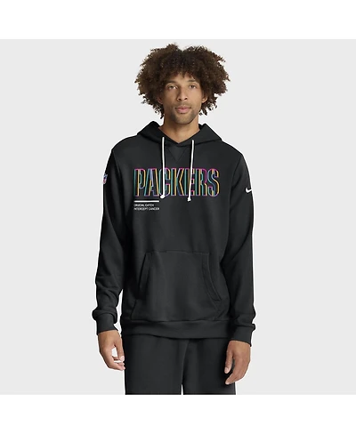 Nike Men's Black Green Bay Packers 2025 Nfl Crucial Catch Sideline Standard Issue Dri-fit Hoodie