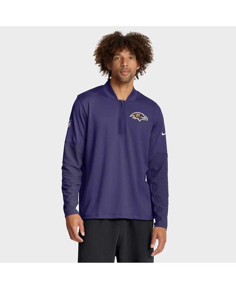 Nike Men's Purple Baltimore Ravens Sideline Dri-fit Half-Zip Pullover Sweatshirt