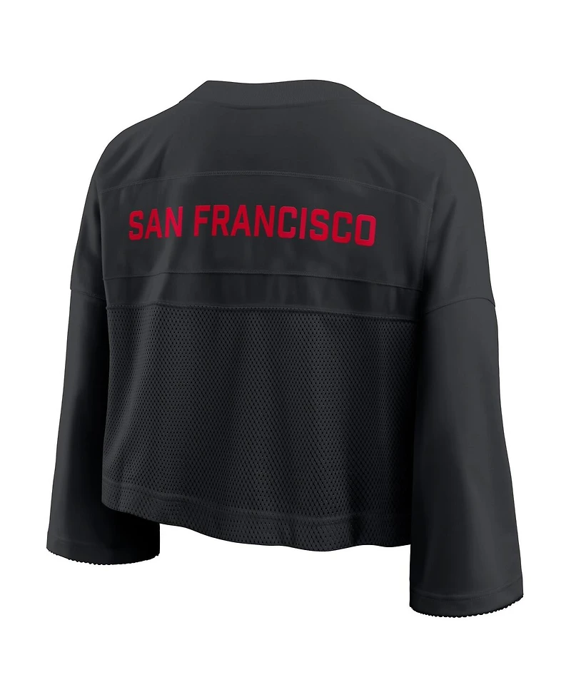 Nike Women's Black San Francisco 49ers Primetime Cropped Mesh Fashion Jersey
