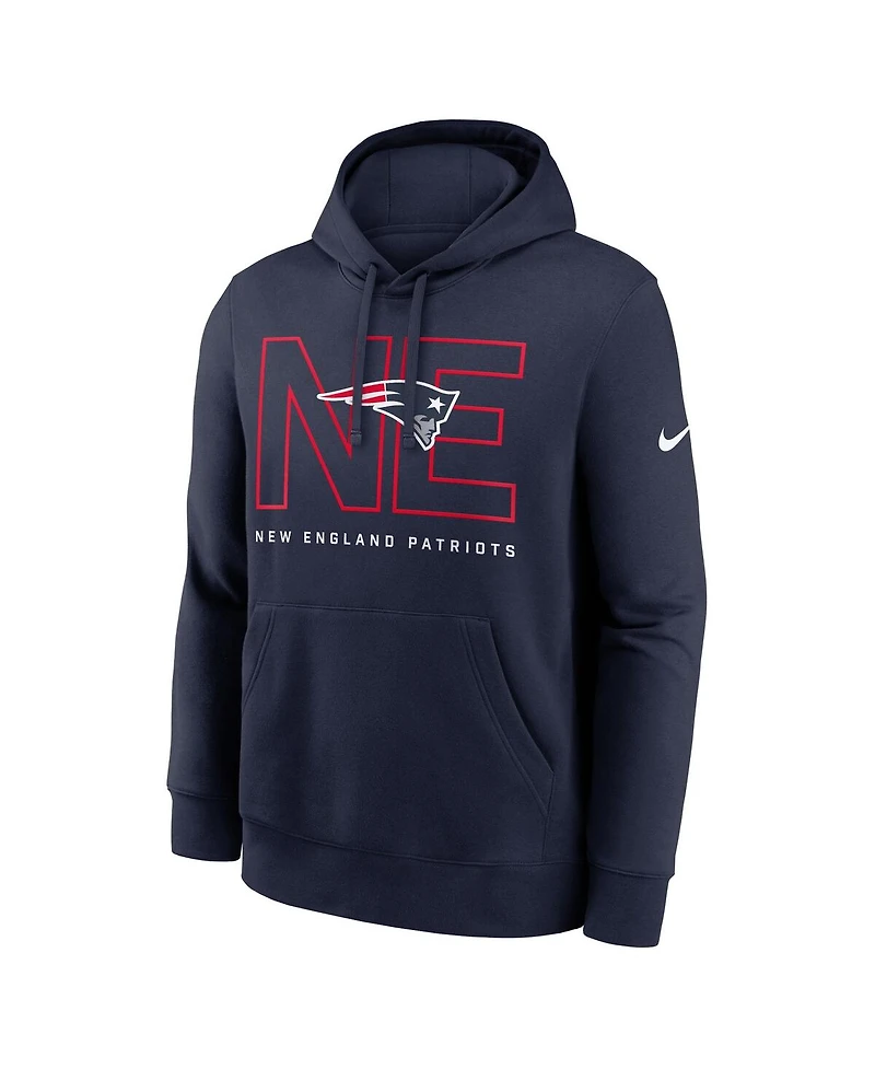 Nike Men's Navy New England Patriots Busted Play Club Fleece Pullover Hoodie