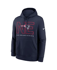 Nike Men's Navy New England Patriots Busted Play Club Fleece Pullover Hoodie