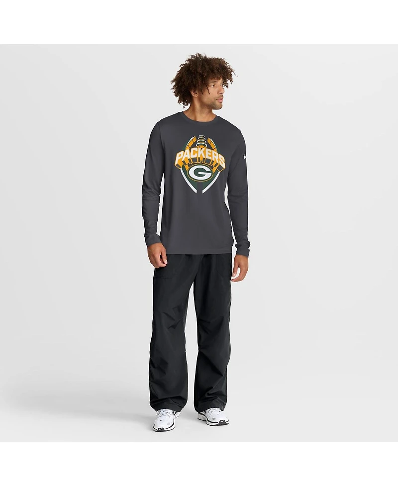 Nike Men's Anthracite Green Bay Packers Primetime Legend Icon Performance Long Sleeve T-Shirt