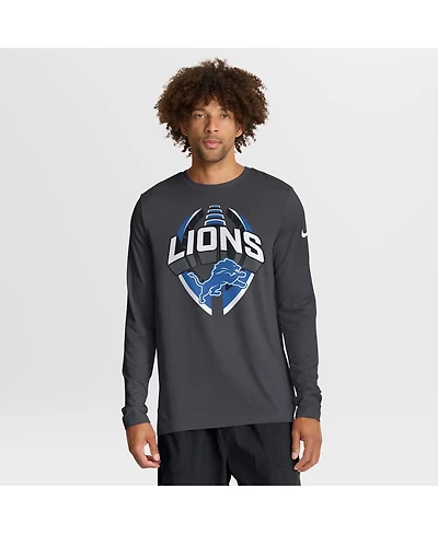 Nike Men's Anthracite Detroit Lions Primetime Legend Icon Performance Long Sleeve T-Shirt
