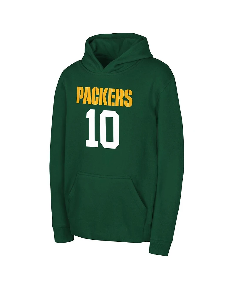 Outerstuff Big Boys and Girls Jordan Love Green Bay Packers Mainliner Player Name Number Hoodie
