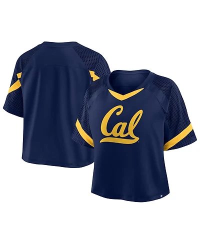 Fanatics Women's Navy Cal Bears Oversized Raglan V-Neck Fashion Jersey