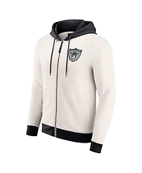 Darius Rucker Collection by Fanatics Men's Cream Las Vegas Raiders Distressed Graphics Full-Zip Hoodie