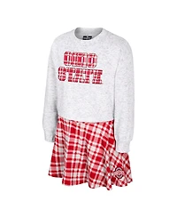 Colosseum Big Girls 2-Piece Gray Ohio State Buckeyes Marceline Plaid Skirt and Top Set