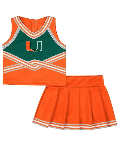 Colosseum Girls Toddler 2-Piece Orange Miami Hurricanes Lollipop Park Cheer Set