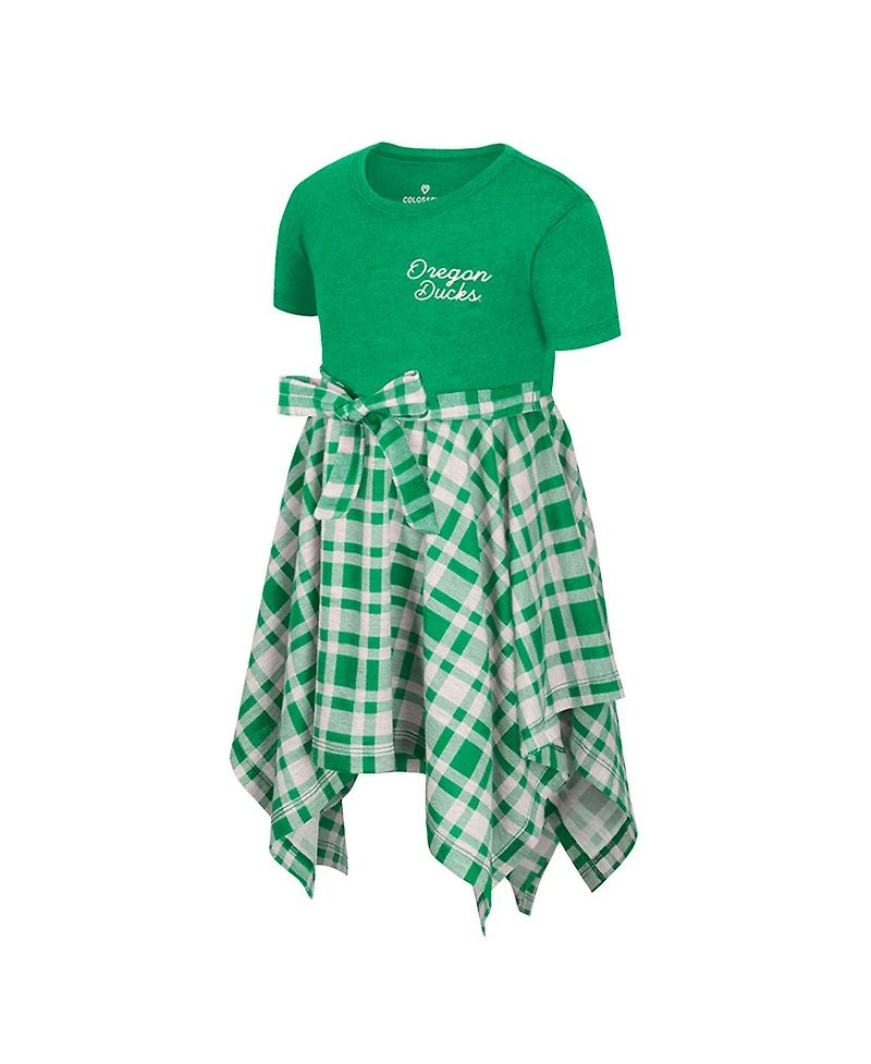 Colosseum Girls Toddler Green Oregon Ducks Marceline Plaid Dress