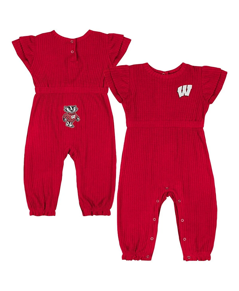Colosseum Baby Boys and Girls Red Wisconsin Badgers Beautopia Waffle Knit Romper