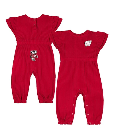 Colosseum Baby Boys and Girls Red Wisconsin Badgers Beautopia Waffle Knit Romper
