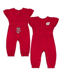 Colosseum Baby Boys and Girls Red Wisconsin Badgers Beautopia Waffle Knit Romper