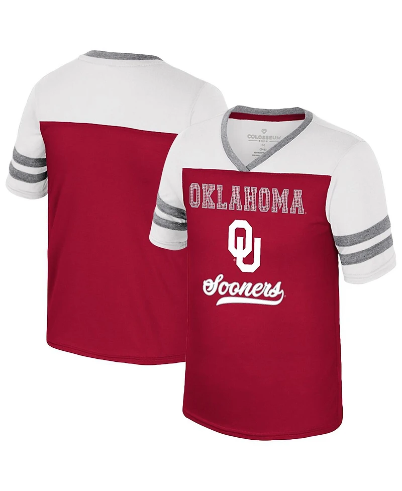 Colosseum Big Girls Crimson Oklahoma Sooners Princess Bubblegum Bling T-Shirt