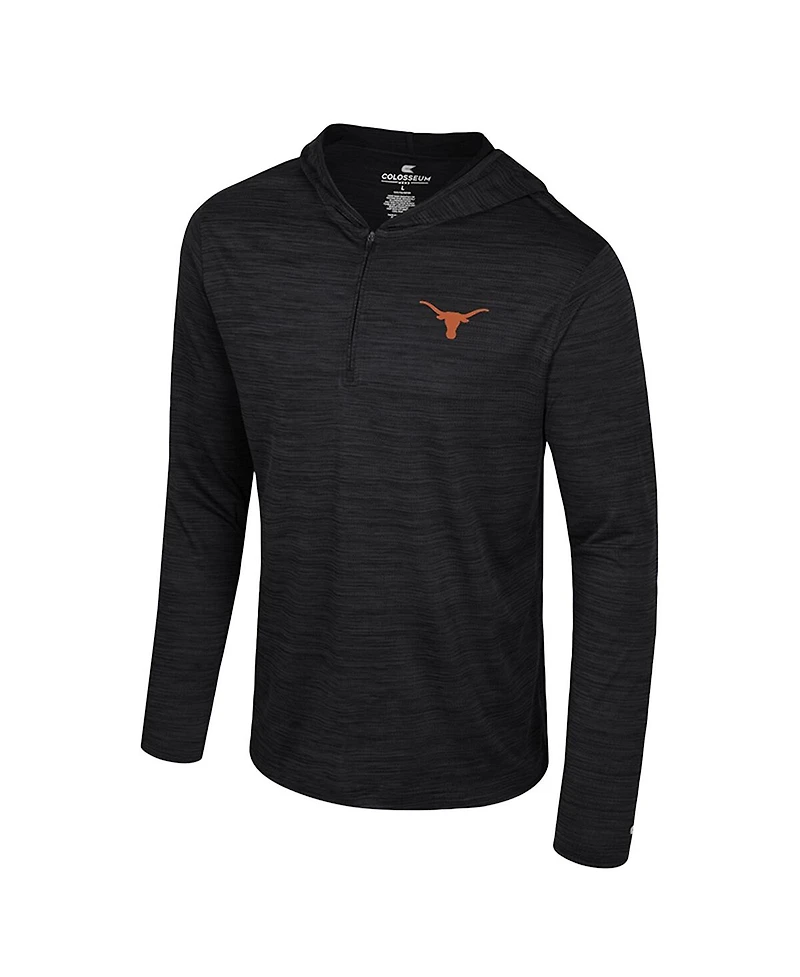 Colosseum Men's Black Texas Longhorns Always Sunny Lightweight Quarter-Zip Hoodie