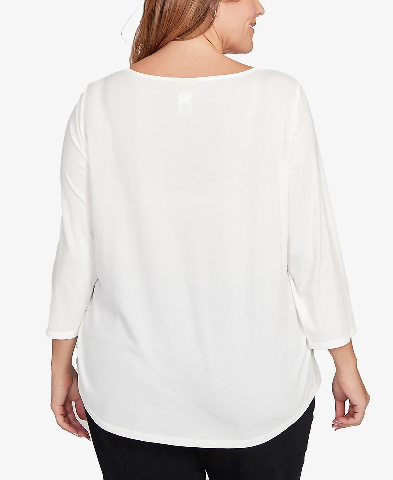 Ruby Rd. Plus Snowflake Script Knit Top