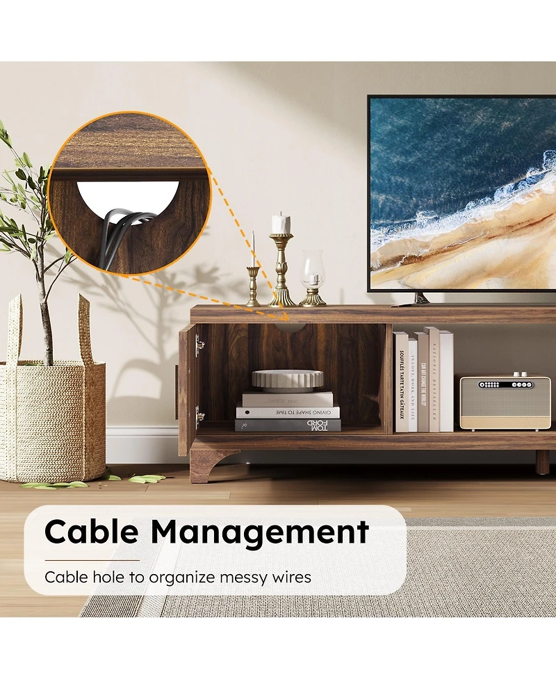 70-Inch Modern Tv Stand Mid-Century Entertainment Center with Storage for 65"/75" TVs