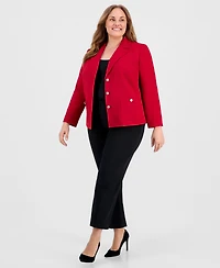 Kasper Plus Stretch Crepe Three-Button Blazer