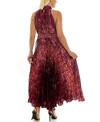 Taylor Plus Halter Neck Sleeveless Printed Maxi Dress