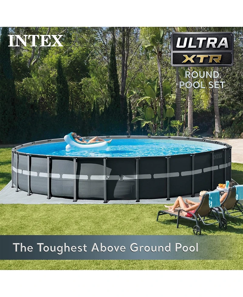 Intex Ultra Frame 26 Foot x 52 Inch Round Above Ground Outdoor Swimming Pool Set