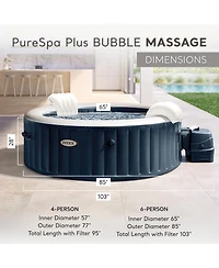 Intex PureSpa Plus 6 Person Inflatable Round Hot Tub Set with 170 AirJets, Blue