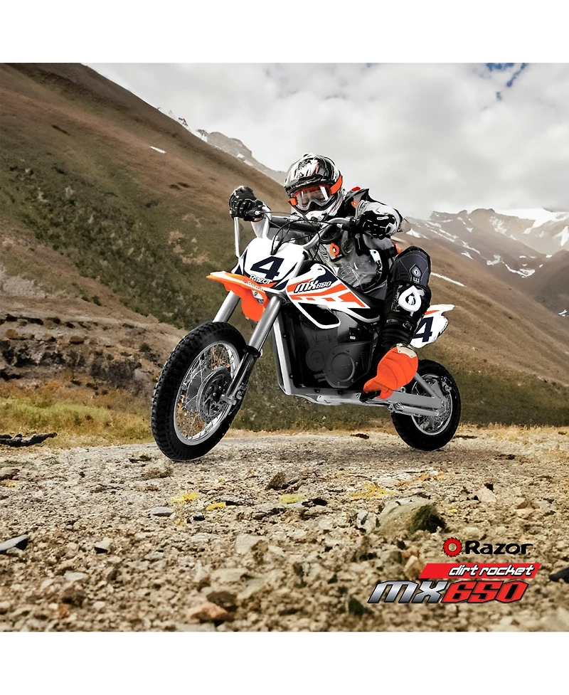 Razor MX650 Dirt Rocket High-Torque Electric Motocross Dirt Bike, 17 Mph, Orange