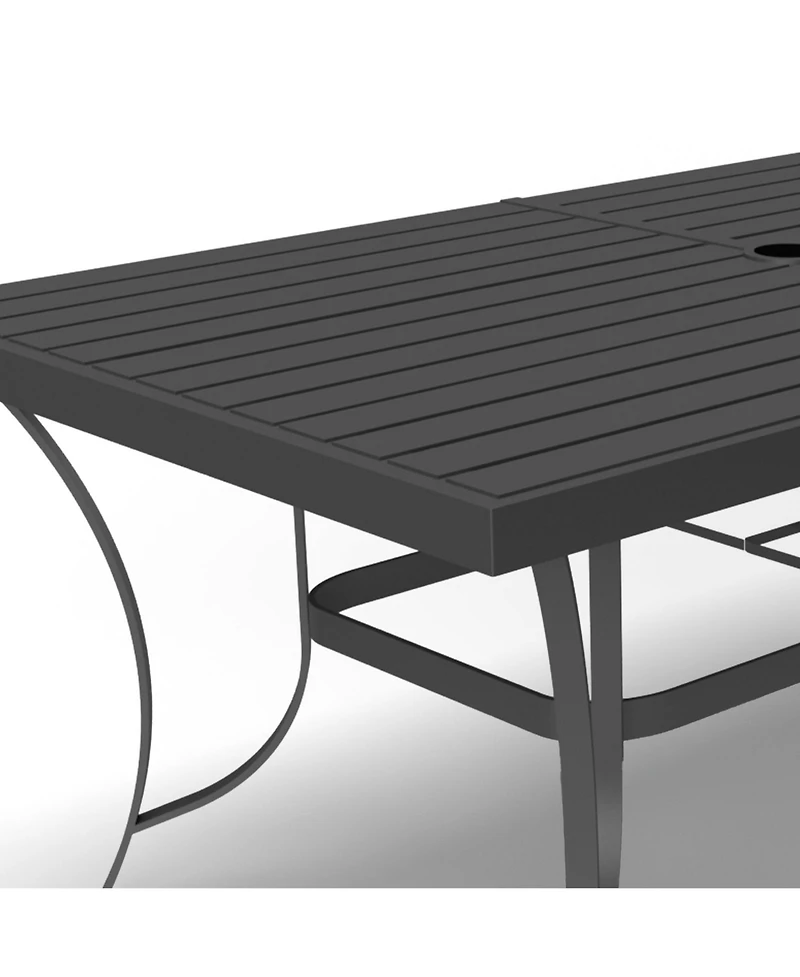 Four Seasons Courtyard Palermo Slat Top Table with Frame and Umbrella Hole, Gray