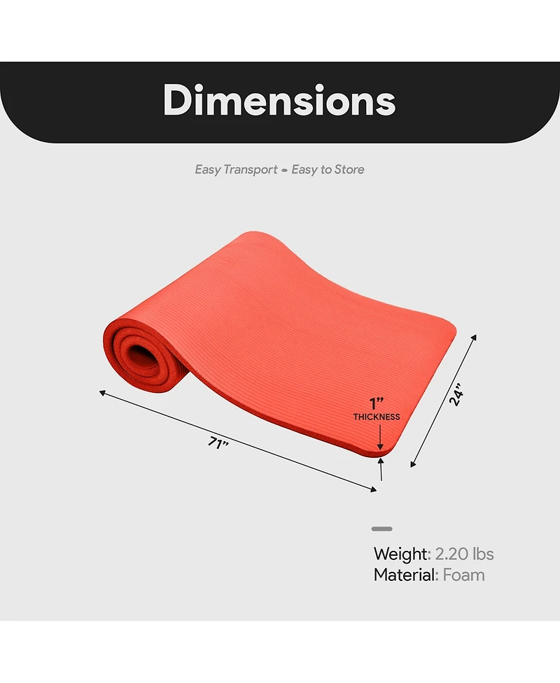 BalanceFrom Fitness GoCloud 1" Extra Thick Exercise Mat w/Carrying Strap