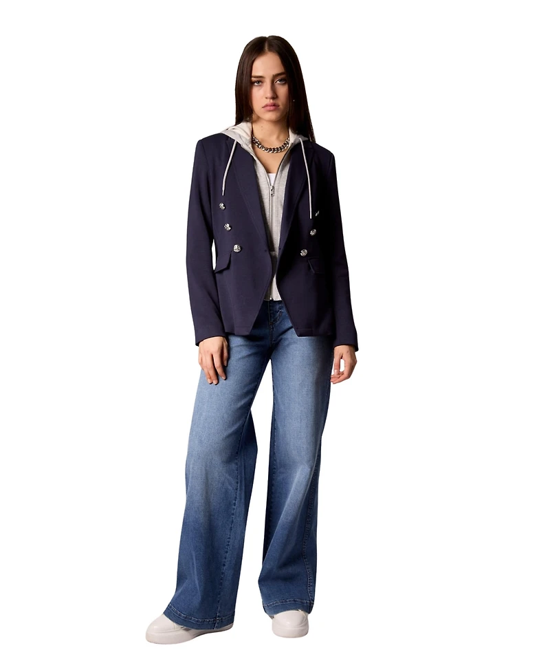 Blue Revival Women's Helen Double-Breasted Blazer with Removable Hoodie Insert
