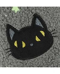 Generic Men's Halloween Black Cat Glow Moon & Stars Adult Gray Scuff Slippers-Large