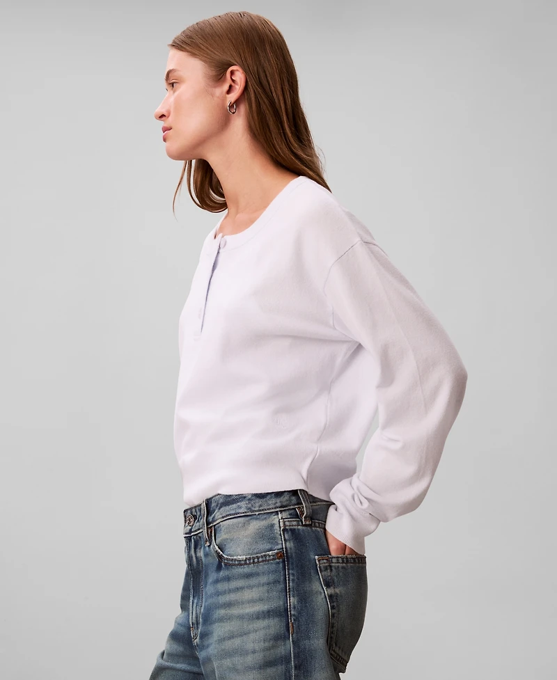 Calvin Klein Jeans Women's Long Sleeve Henley T-Shirt