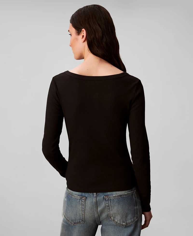 Calvin Klein Jeans Women's Long Sleeve Ribbed Knit T-Shirt